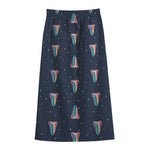 Gay Pride Tongue Pattern Print Cotton Front Slit Maxi Skirt