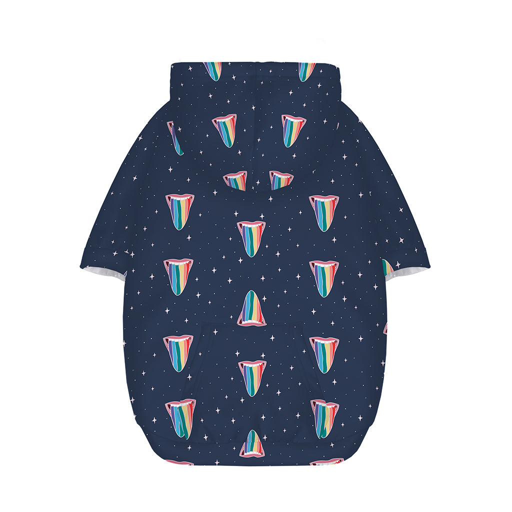 Gay Pride Tongue Pattern Print Dog Zip Up Hoodie