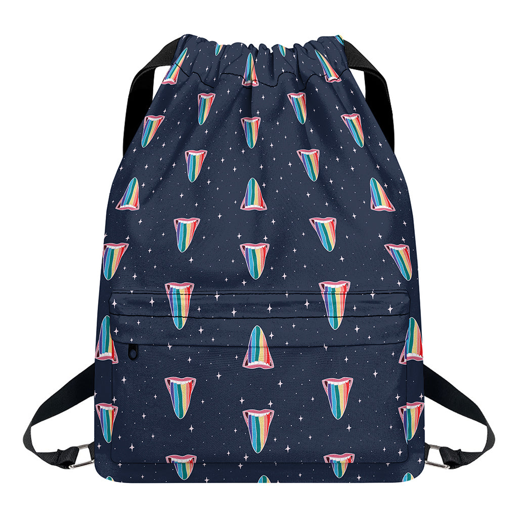 Gay Pride Tongue Pattern Print Drawstring Backpack