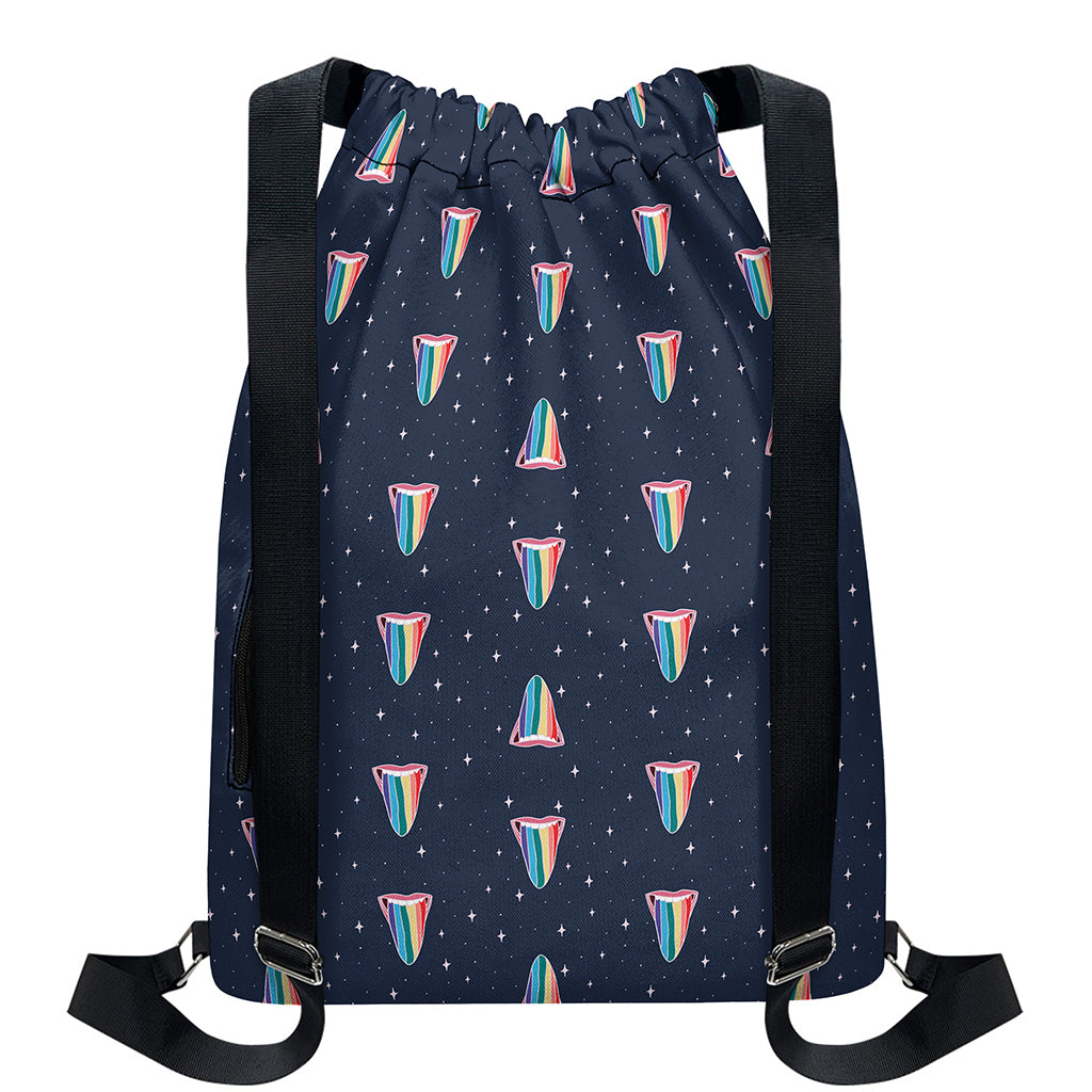 Gay Pride Tongue Pattern Print Drawstring Backpack