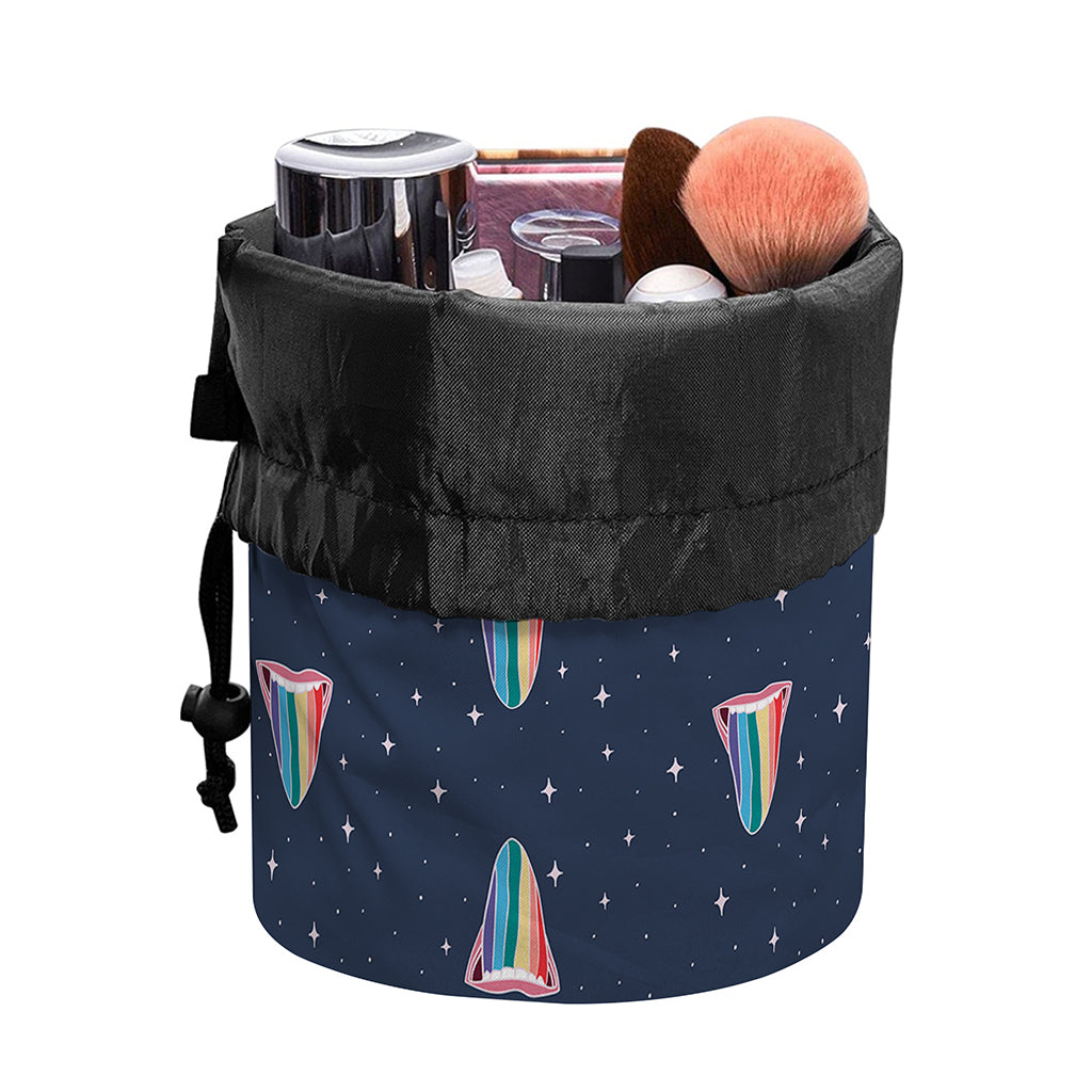 Gay Pride Tongue Pattern Print Drawstring Makeup Bag