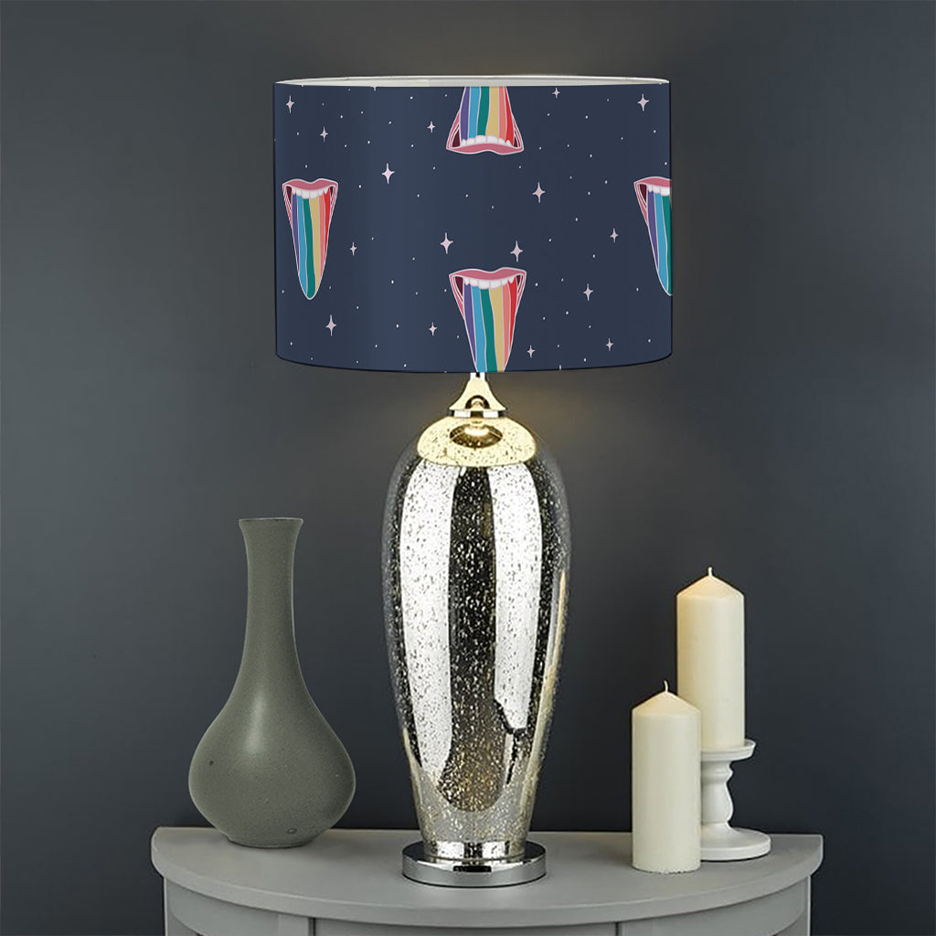 Gay Pride Tongue Pattern Print Drum Lamp Shade