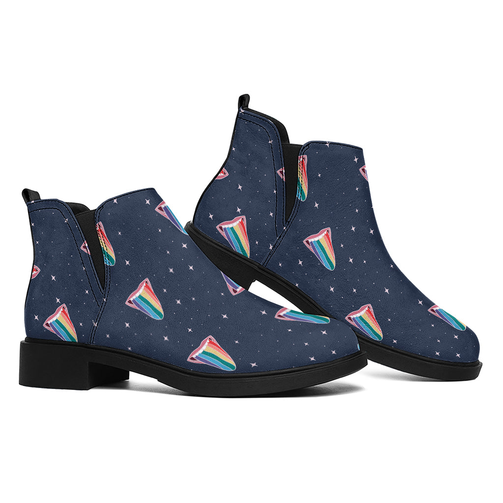 Gay Pride Tongue Pattern Print Flat Ankle Boots