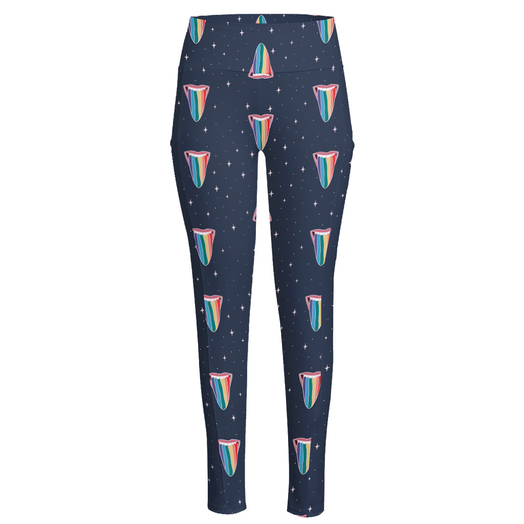 Gay Pride Tongue Pattern Print High-Waisted Pocket Leggings