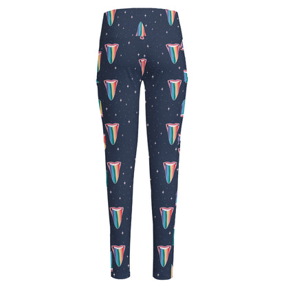 Gay Pride Tongue Pattern Print High-Waisted Pocket Leggings