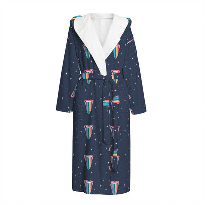 Gay Pride Tongue Pattern Print Hooded Bathrobe