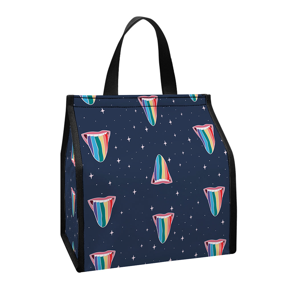 Gay Pride Tongue Pattern Print Insulated Lunch Tote