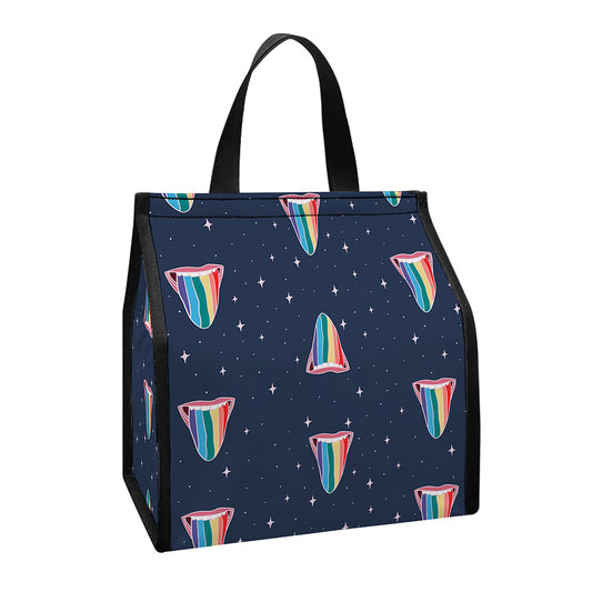 Gay Pride Tongue Pattern Print Insulated Lunch Tote