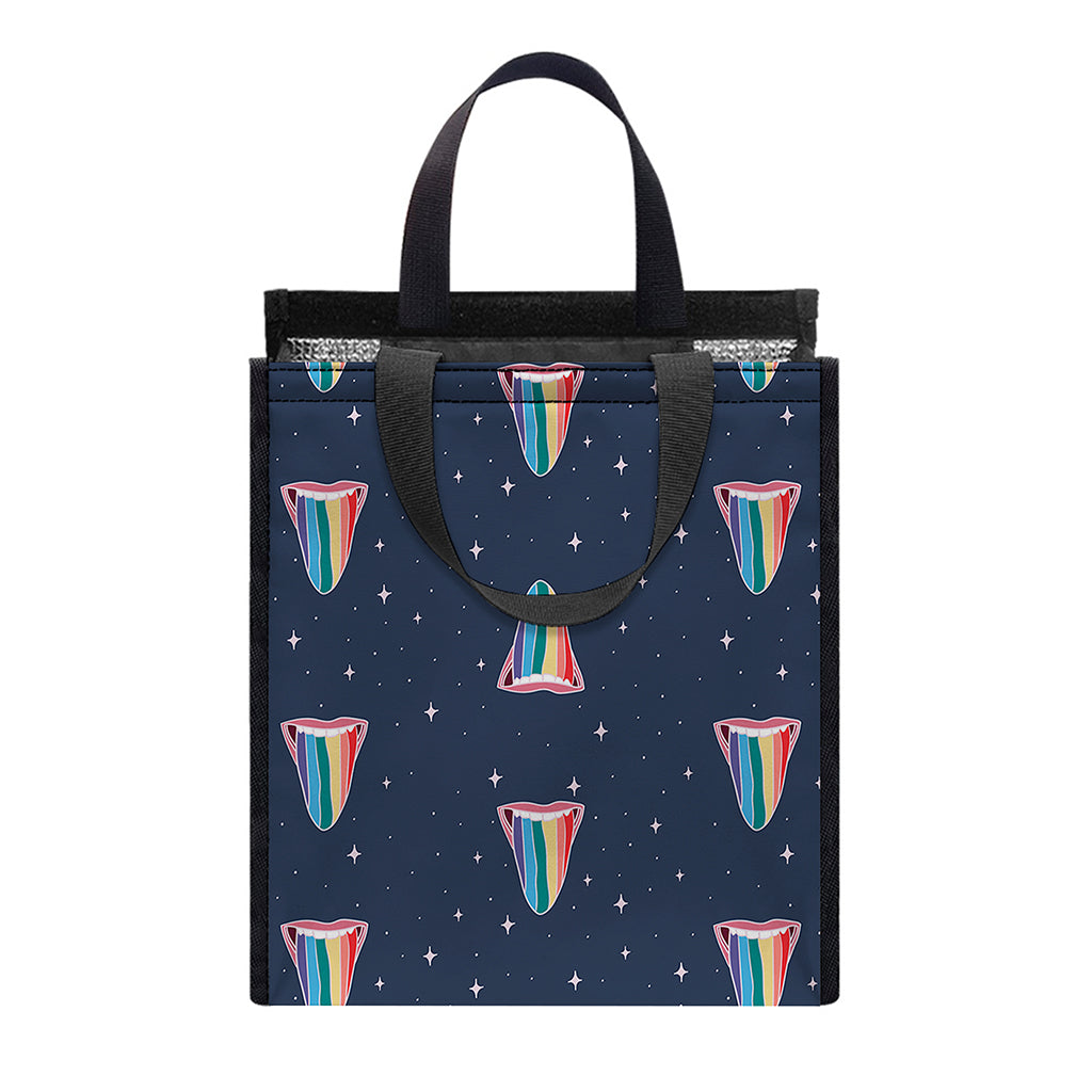 Gay Pride Tongue Pattern Print Insulated Lunch Tote