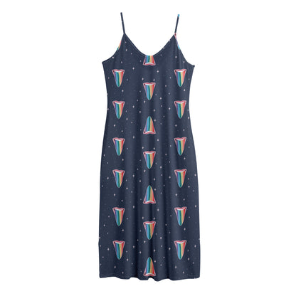 Gay Pride Tongue Pattern Print Jersey Midi Cami Dress