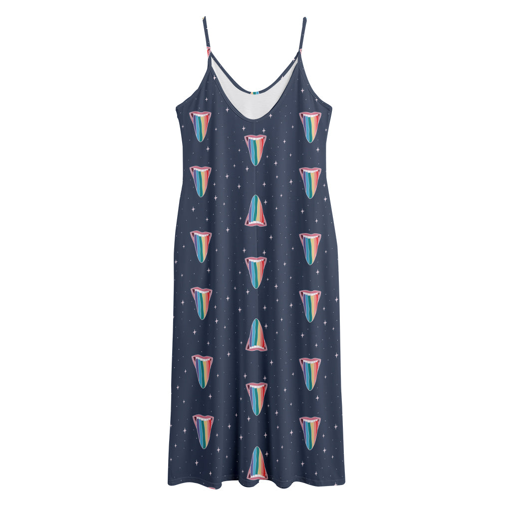 Gay Pride Tongue Pattern Print Jersey Midi Cami Dress