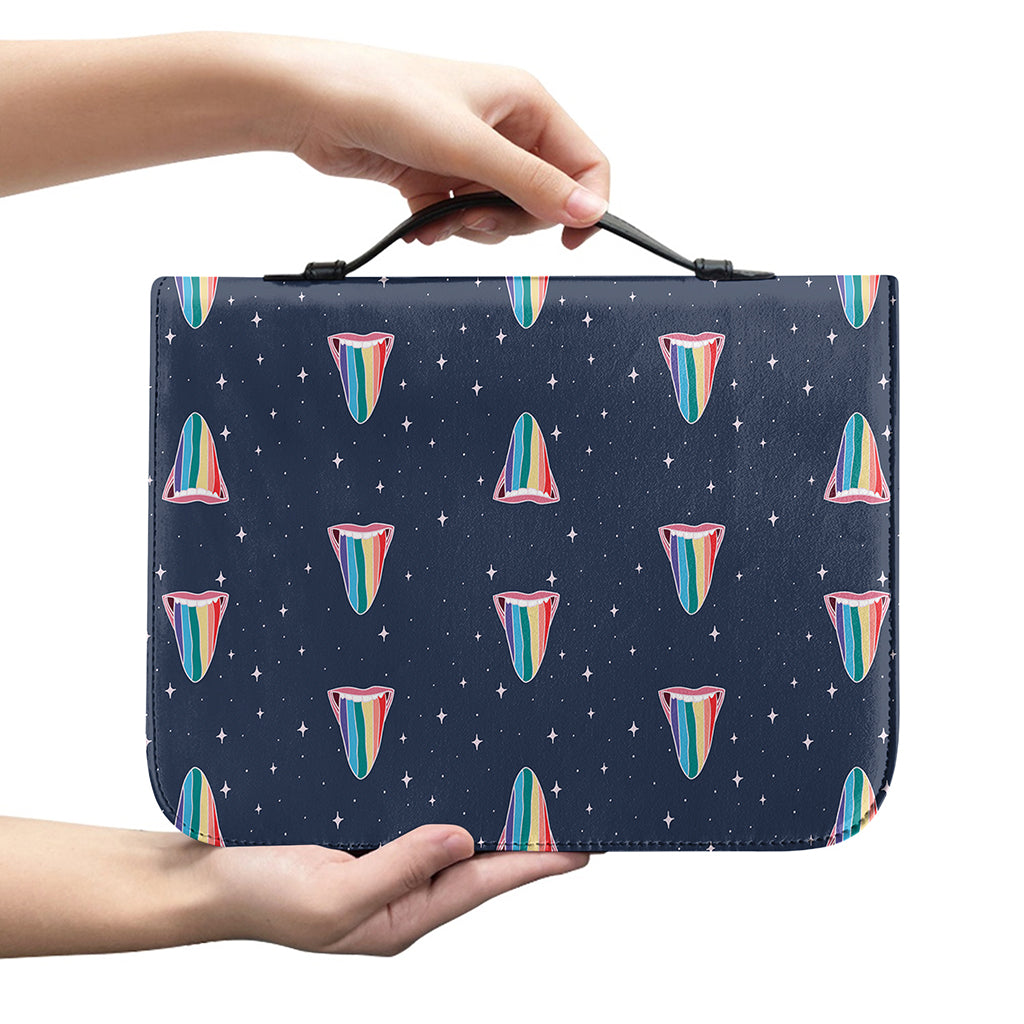Gay Pride Tongue Pattern Print Leather Bible Cover