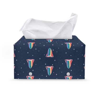 Gay Pride Tongue Pattern Print Leather Tissue Box Cover