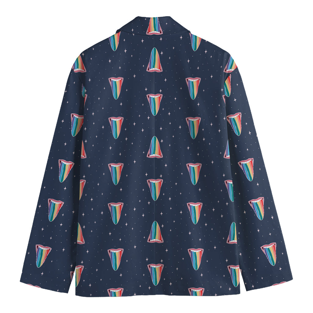Gay Pride Tongue Pattern Print Men's Blazer