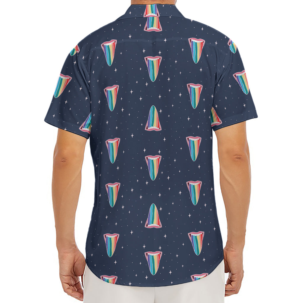 Gay Pride Tongue Pattern Print Men's Deep V-Neck Shirt