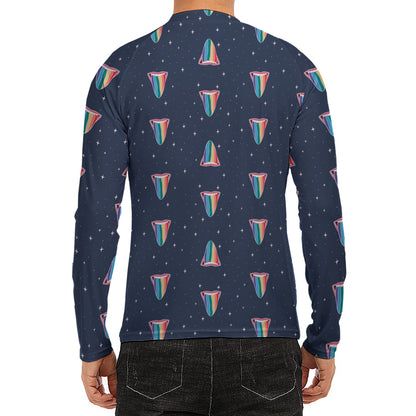 Gay Pride Tongue Pattern Print Men's Long Sleeve Rash Guard