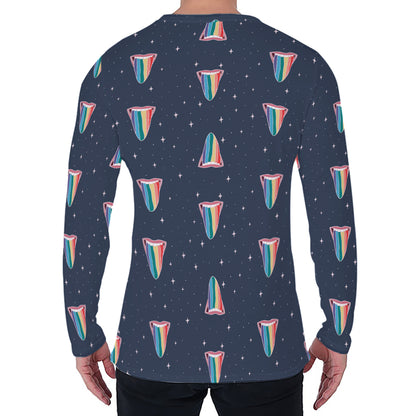 Gay Pride Tongue Pattern Print Men's Long Sleeve T-Shirt