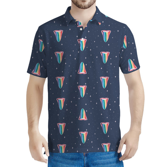 Gay Pride Tongue Pattern Print Men's Polo Shirt