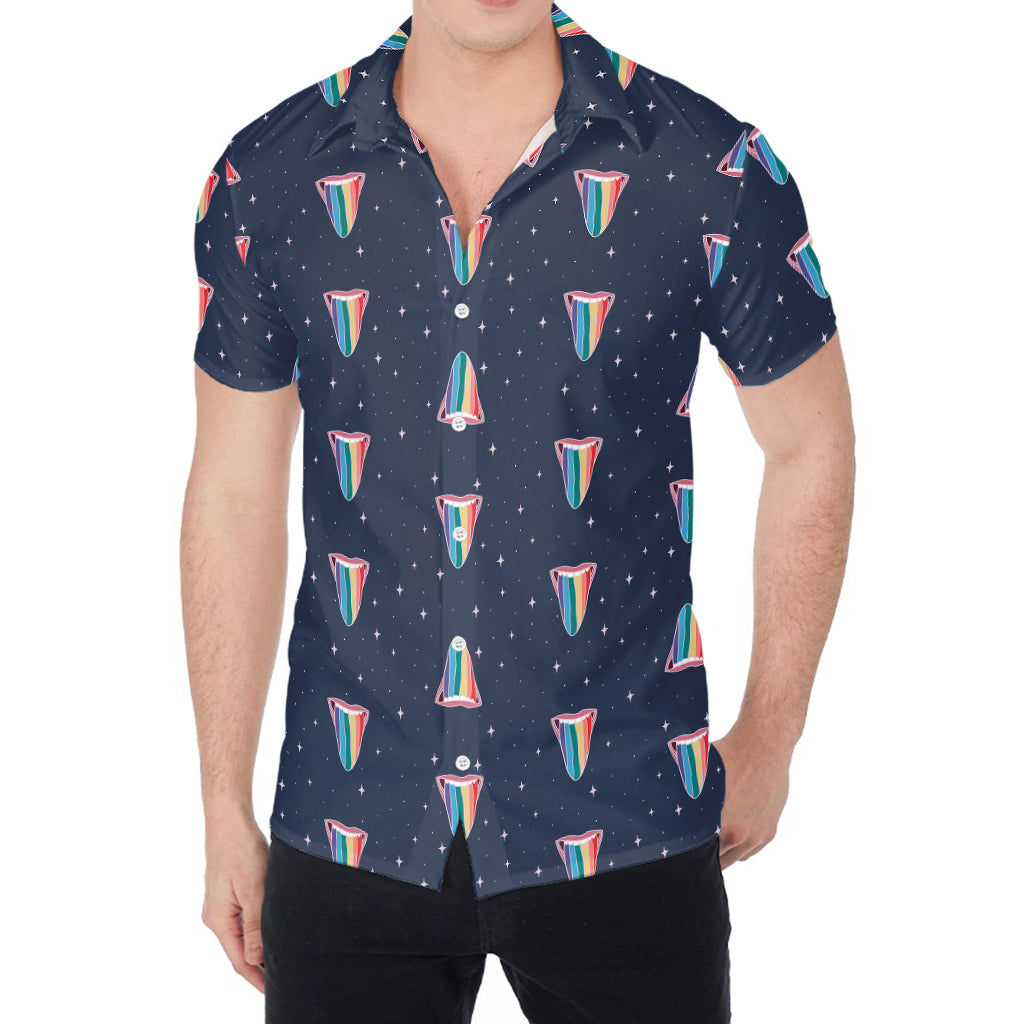 Gay Pride Tongue Pattern Print Men's Shirt
