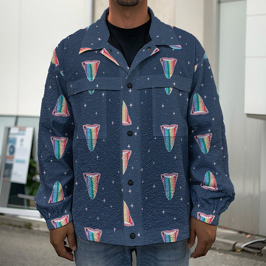 Gay Pride Tongue Pattern Print Men's Shirt Jacket