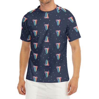Gay Pride Tongue Pattern Print Men's Short Sleeve Rash Guard
