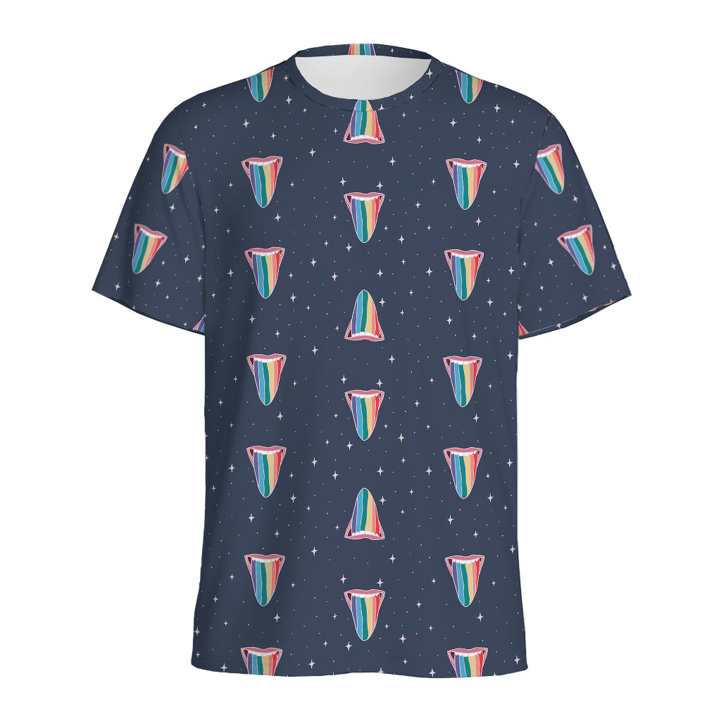 Gay Pride Tongue Pattern Print Men's Sports T-Shirt