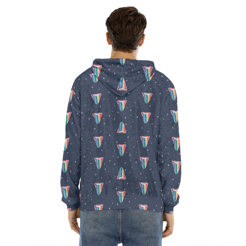 Gay Pride Tongue Pattern Print Men's Velvet Pullover Hoodie