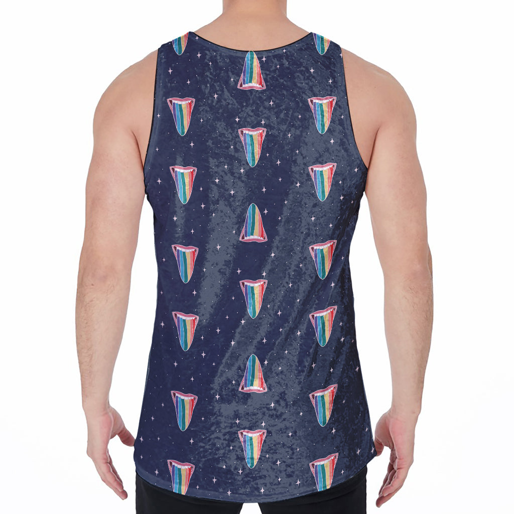 Gay Pride Tongue Pattern Print Men's Velvet Tank Top