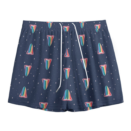 Gay Pride Tongue Pattern Print Mesh Shorts