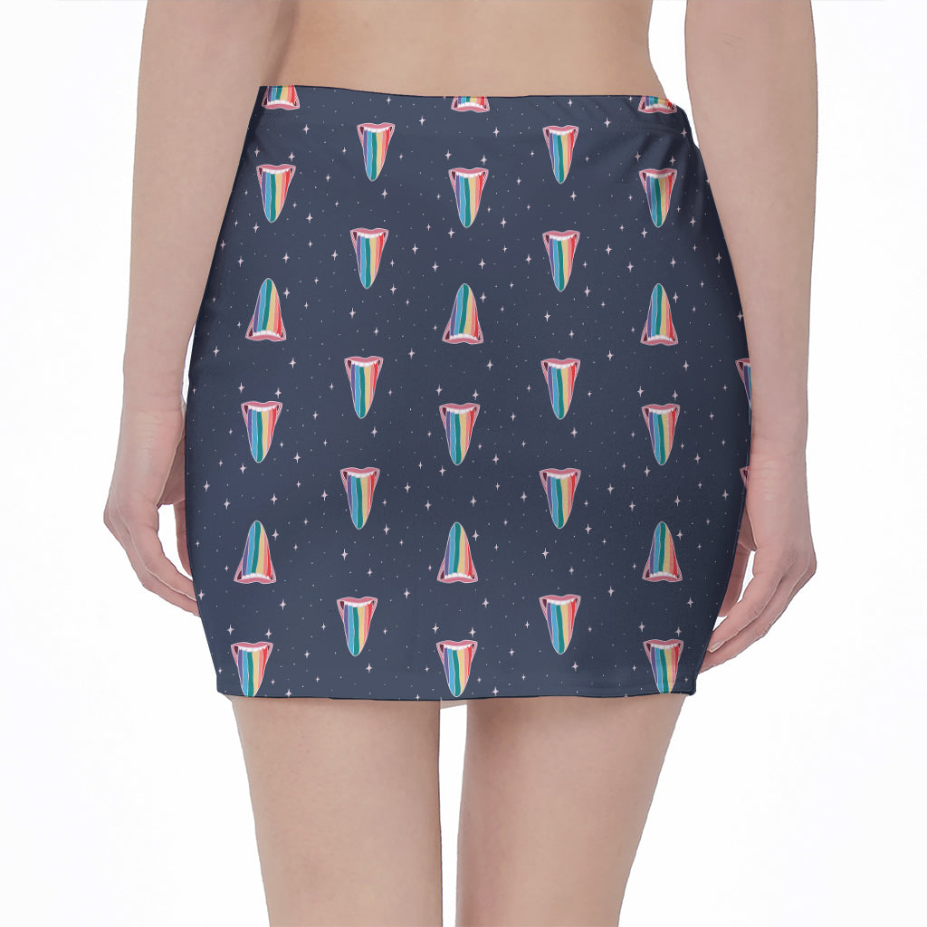Gay Pride Tongue Pattern Print Pencil Mini Skirt