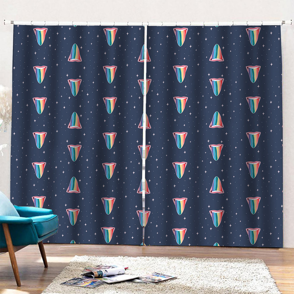 Gay Pride Tongue Pattern Print Pencil Pleat Curtains