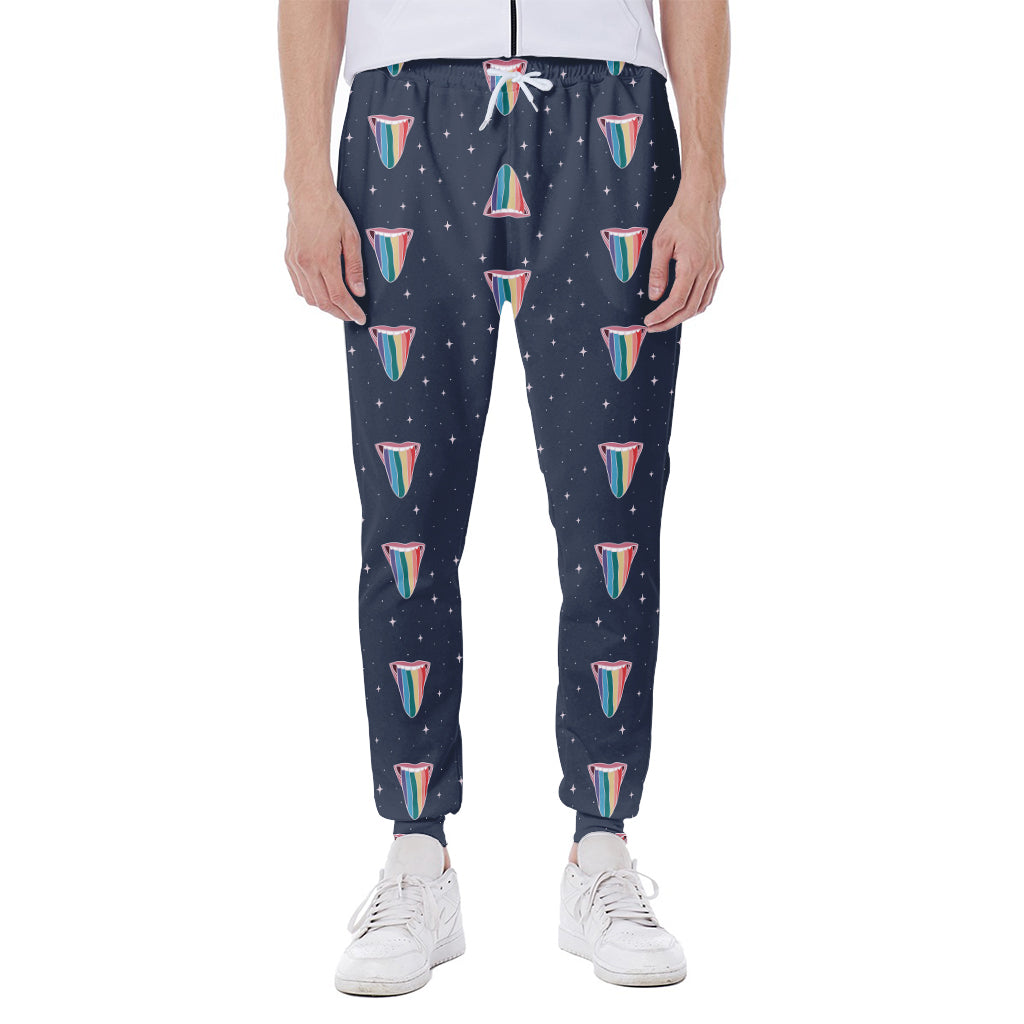 Gay Pride Tongue Pattern Print Scuba Joggers