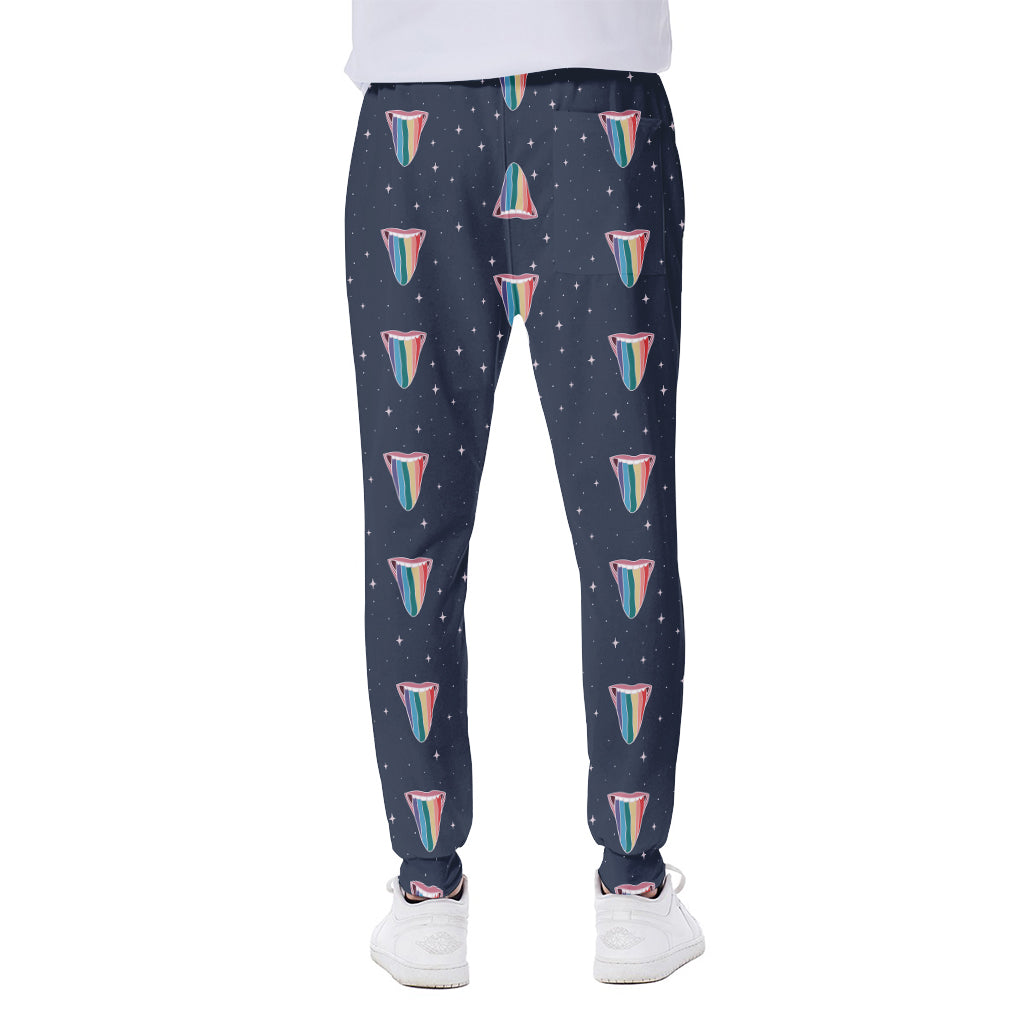 Gay Pride Tongue Pattern Print Scuba Joggers