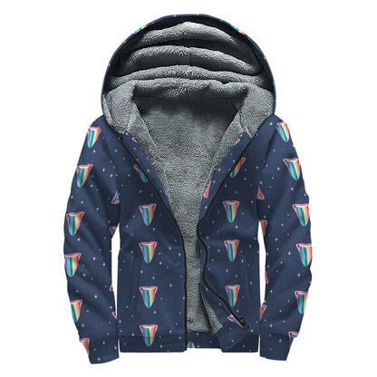 Gay Pride Tongue Pattern Print Sherpa Lined Zip Up Hoodie