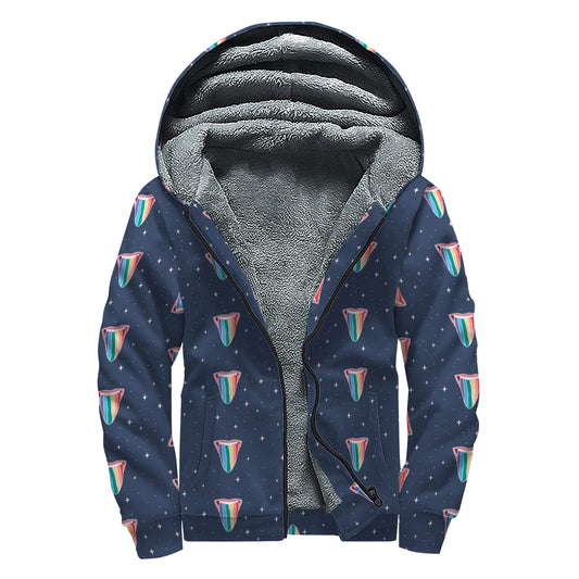 Gay Pride Tongue Pattern Print Sherpa Lined Zip Up Hoodie