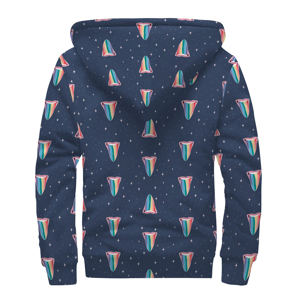 Gay Pride Tongue Pattern Print Sherpa Lined Zip Up Hoodie