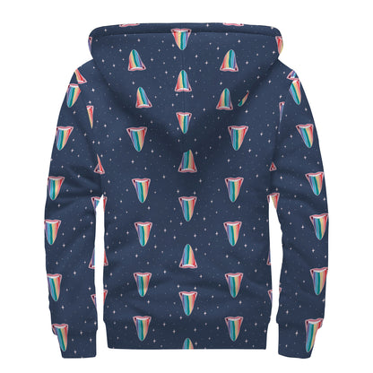 Gay Pride Tongue Pattern Print Sherpa Lined Zip Up Hoodie