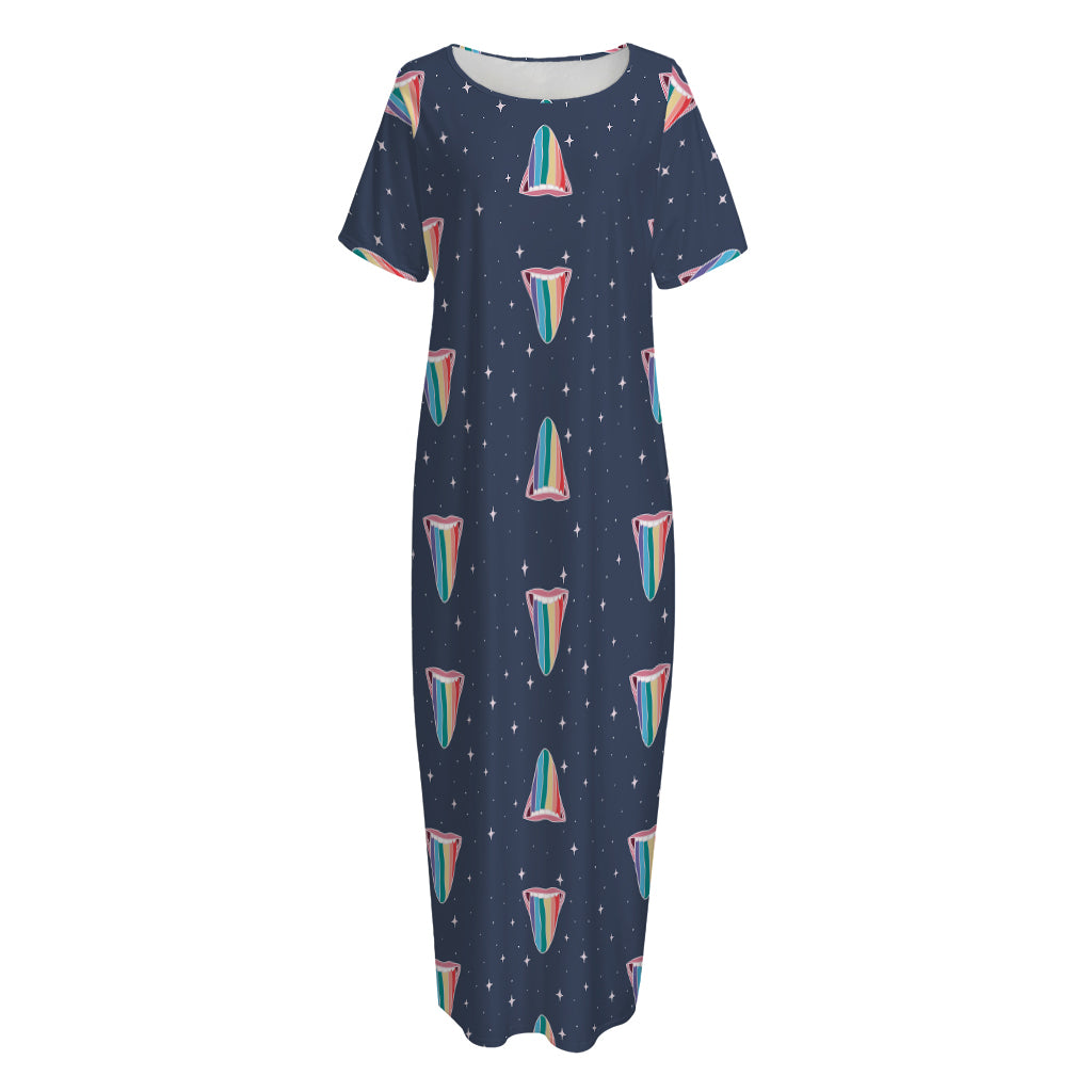 Gay Pride Tongue Pattern Print Short Sleeve Long Nightdress