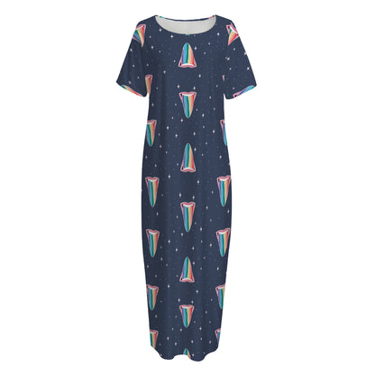Gay Pride Tongue Pattern Print Short Sleeve Long Nightdress