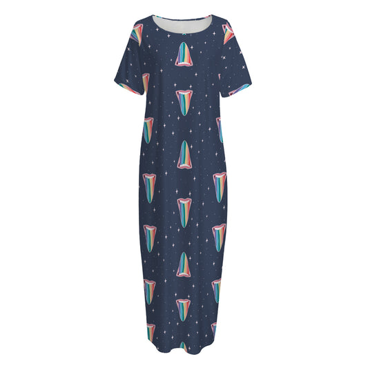 Gay Pride Tongue Pattern Print Short Sleeve Long Nightdress