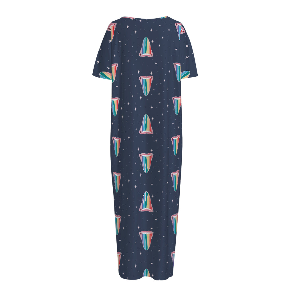 Gay Pride Tongue Pattern Print Short Sleeve Long Nightdress