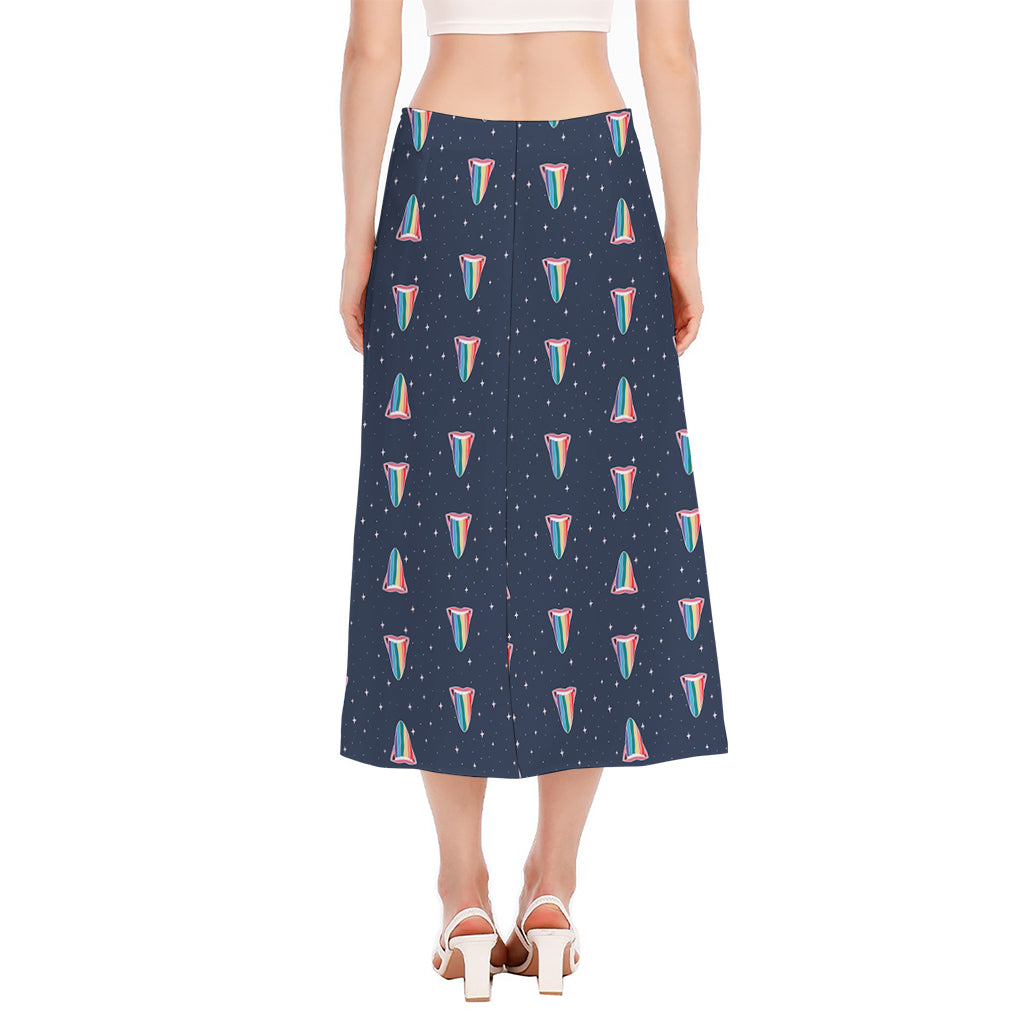 Gay Pride Tongue Pattern Print Side Slit Midi Skirt