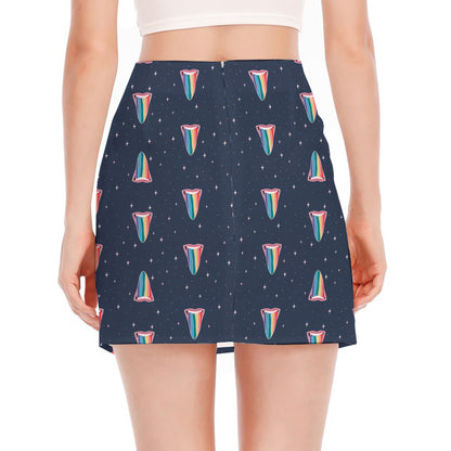 Gay Pride Tongue Pattern Print Side Slit Mini Skirt