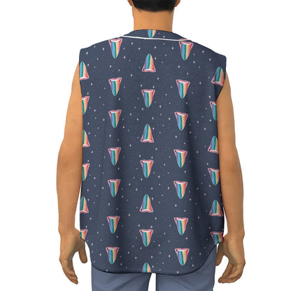 Gay Pride Tongue Pattern Print Sleeveless Baseball Jersey