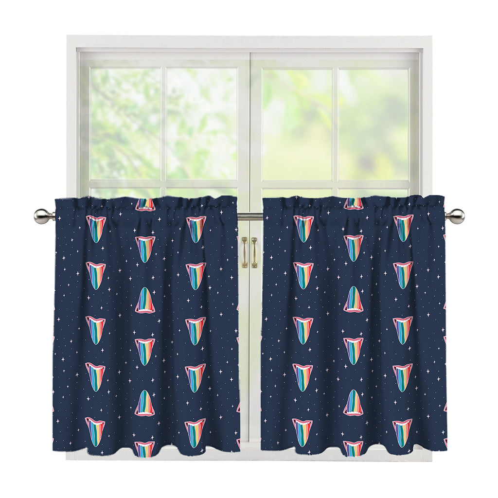 Gay Pride Tongue Pattern Print Tier Curtains