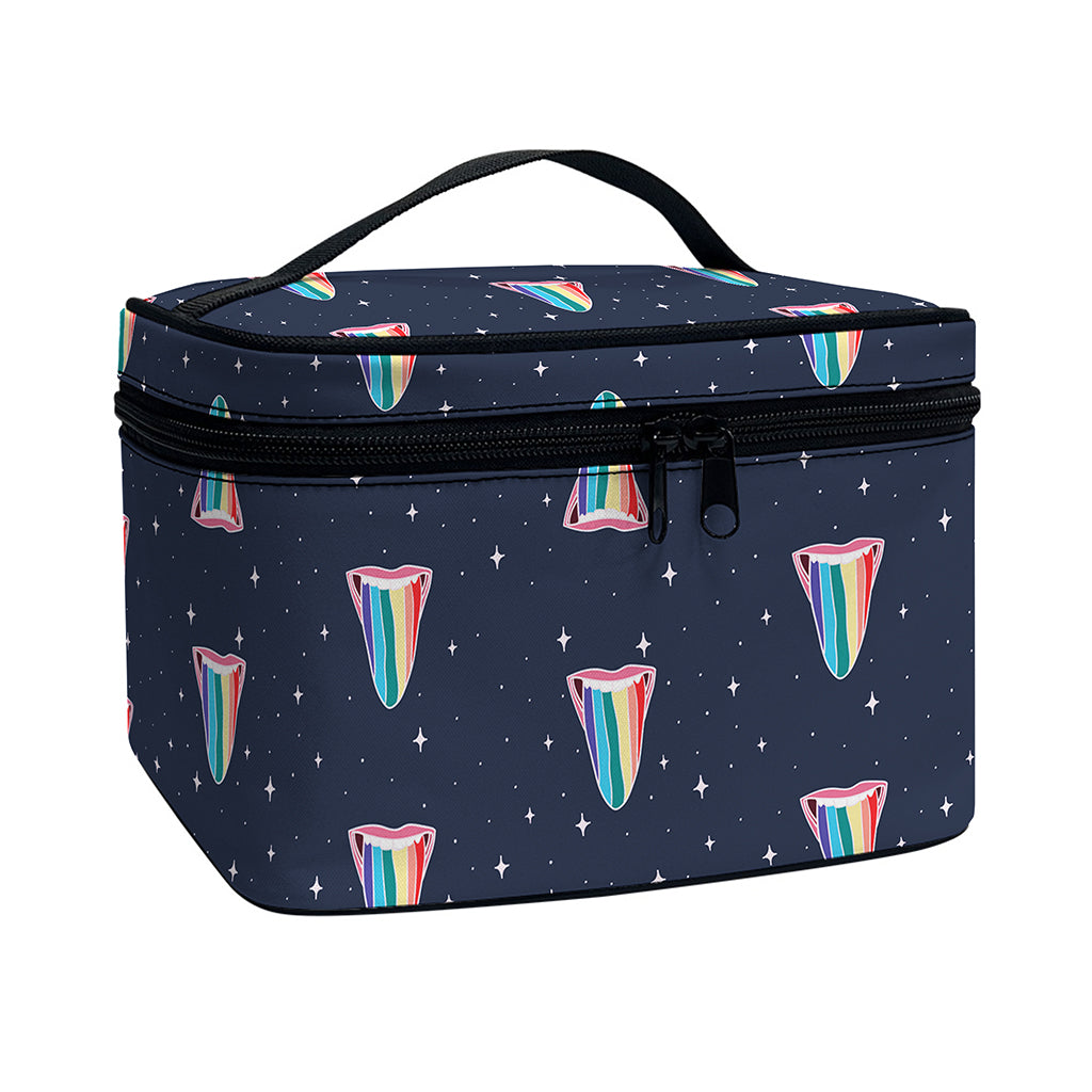 Gay Pride Tongue Pattern Print Travel Makeup Bag