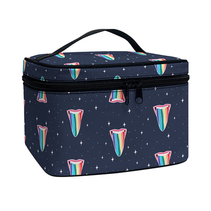 Gay Pride Tongue Pattern Print Travel Makeup Bag