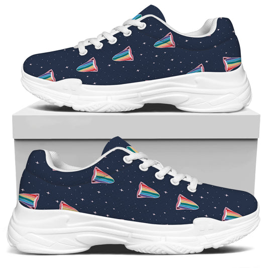 Gay Pride Tongue Pattern Print White Chunky Shoes