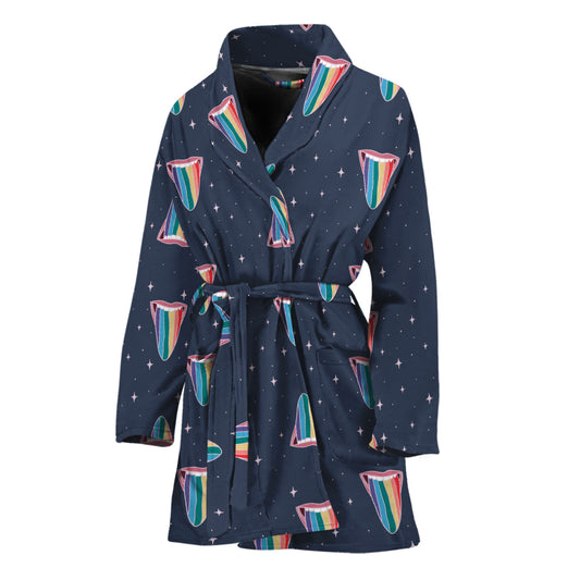Gay Pride Tongue Pattern Print Women's Bathrobe