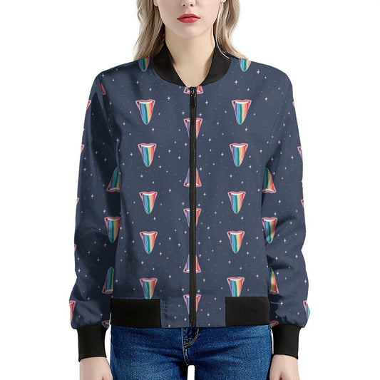 Gay Pride Tongue Pattern Print Women's Bomber Jacket